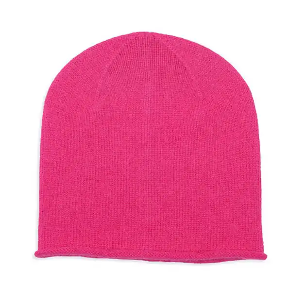 roll edge plain knit luxurious winter warm cashmere beanie for unisex