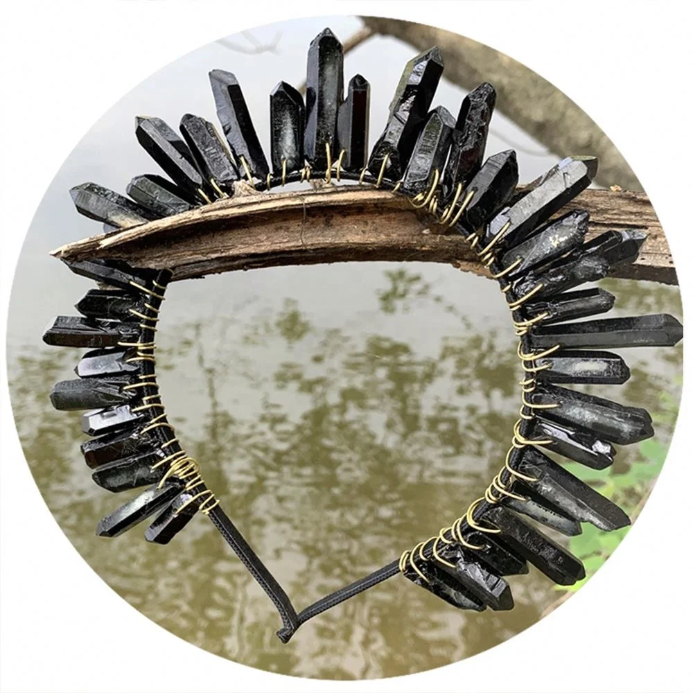 Halo Crown Headwear Burlesque Madonna Raw Mermaid Crystal Mermaid Jewelry Halo Goddess Headpiece Quartz Tiara Meditation Bridal