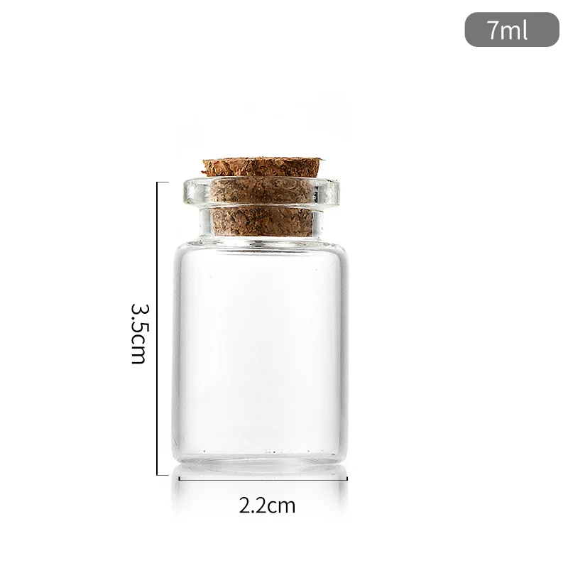 Wholesale 5ml 7ml 8ml10ml 15ml High Borosilicate Clear Small Mini Test Tube Glass Bottle Wishing Glass Jar with cork stopper