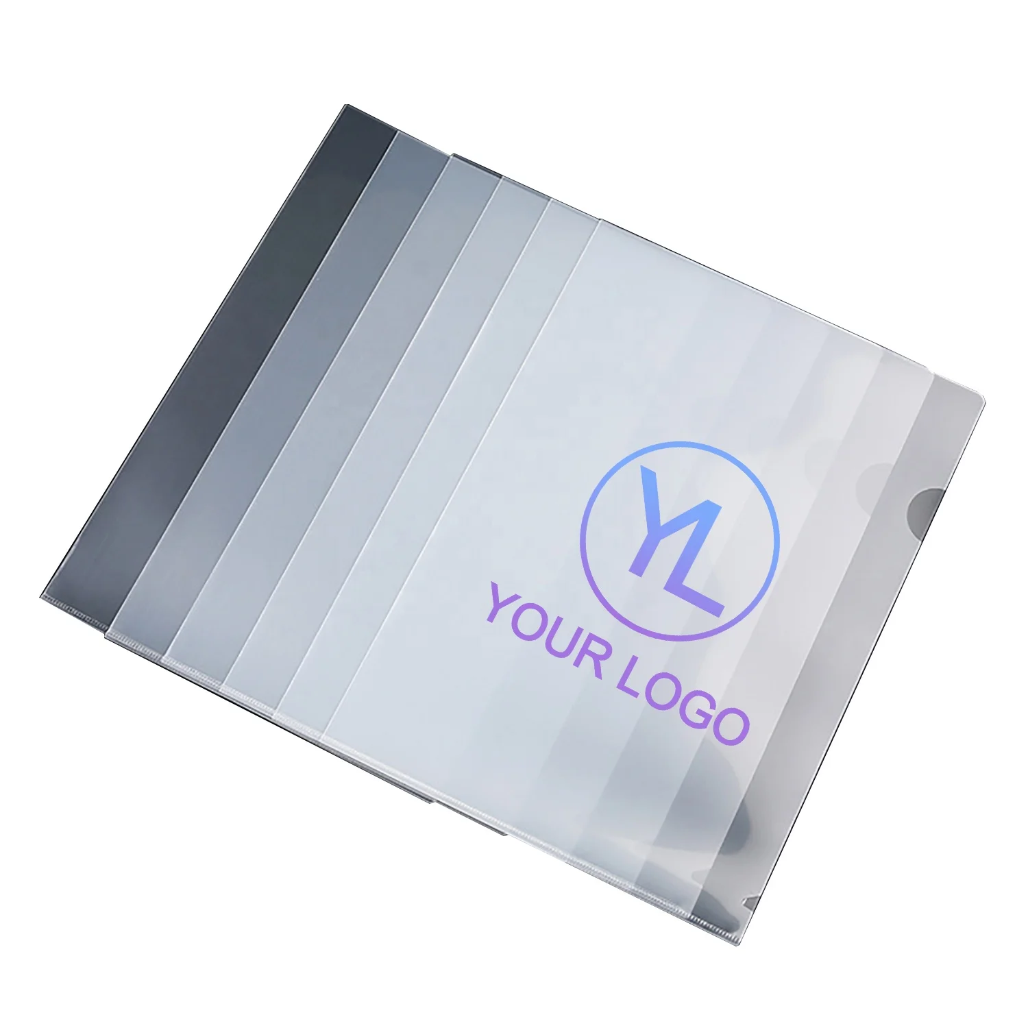 Customized Transparent Document Bag Office Supplies L Shape Pocket A4 PP Plastic File Folder