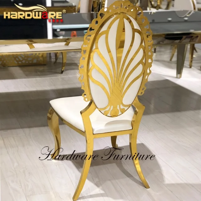 High back metal frame dining gold luxury stainless steel wedding chairs