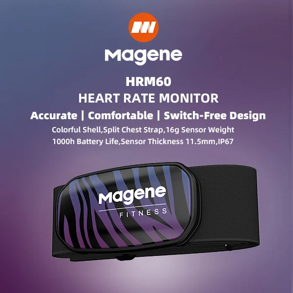 Magene  Waterproof 1000h Battery Life Split Chest Strap Accurate Smart Heart Rate Monitor Compatible Smart Watch and Apps