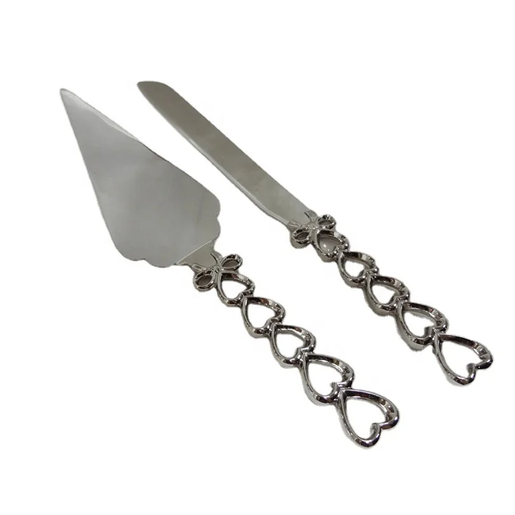 Zinc alloy heart-shaped handle cake knife and cake server set