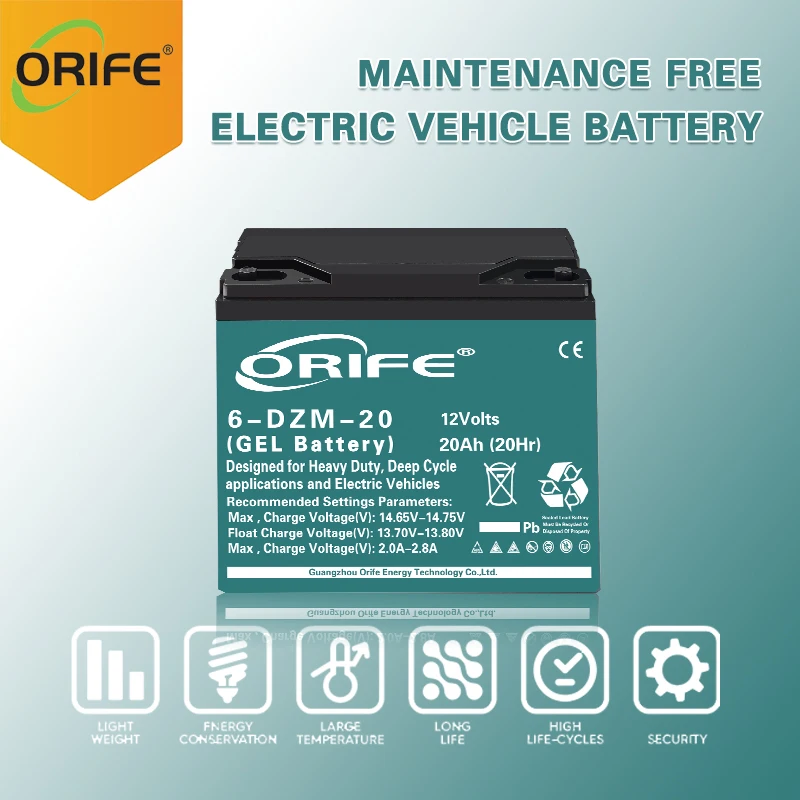 Orife full capacity 6-DZM-20 12V 24v 48v 20ah bike battery for scooter and ebike conversion kit