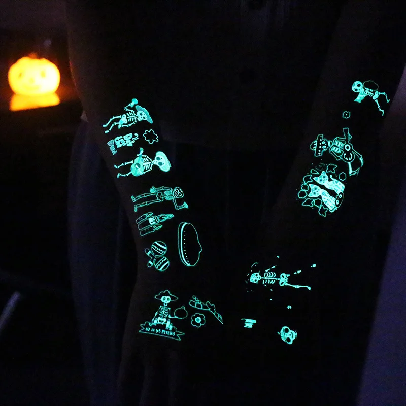 Shantou Water Transfer Temporary Fluorescence & Luminous Body Art Tattoo Sticker For Halloween Party