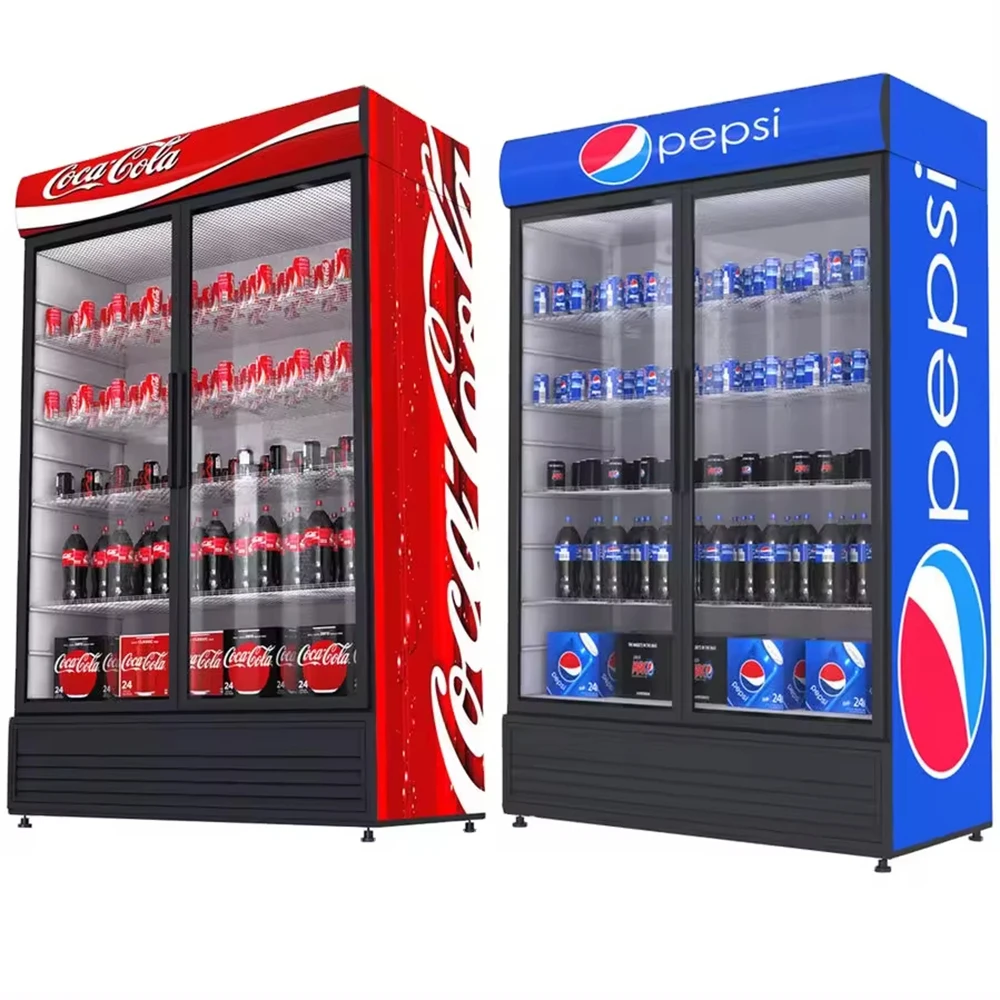 Низкая цена холодильник для напитков Pepsi со стеклянной дверцей демонстрации и рекламной вертикальной морозильной камеры