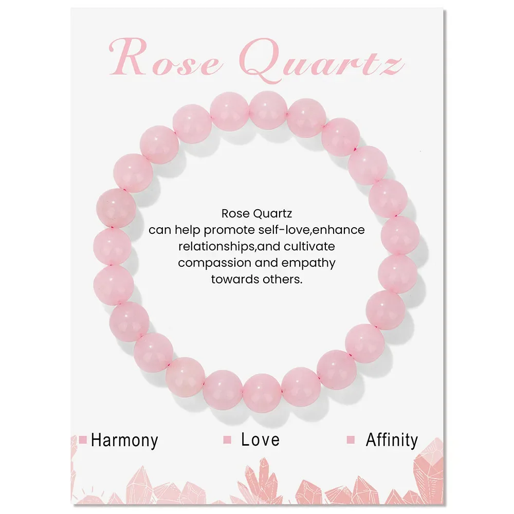 Amethyst  Rose Quartz 8mm Natural Stone Beaded Elastic Bracelet healing stones and crystals bracelets Jewelry For Women men