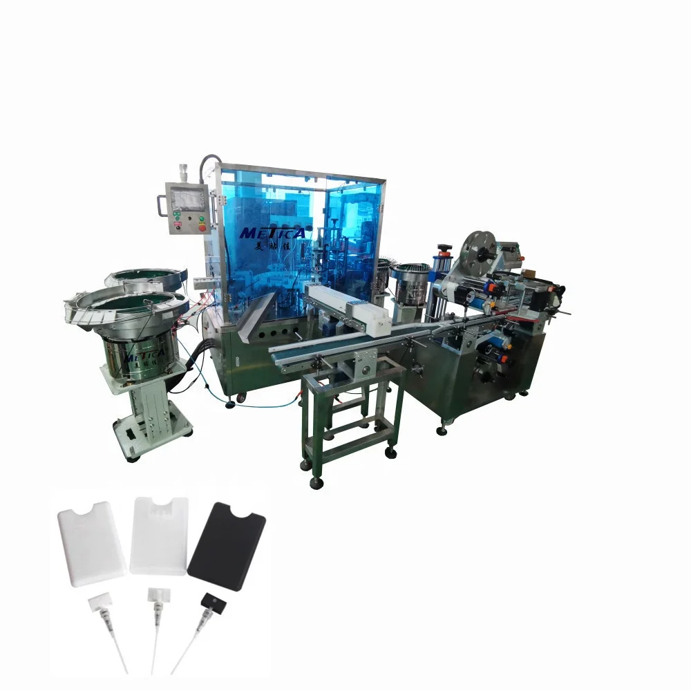 Shanghai manufacturer auto hand sanitizer and perfume filling line for 20ml credit card sprayer
