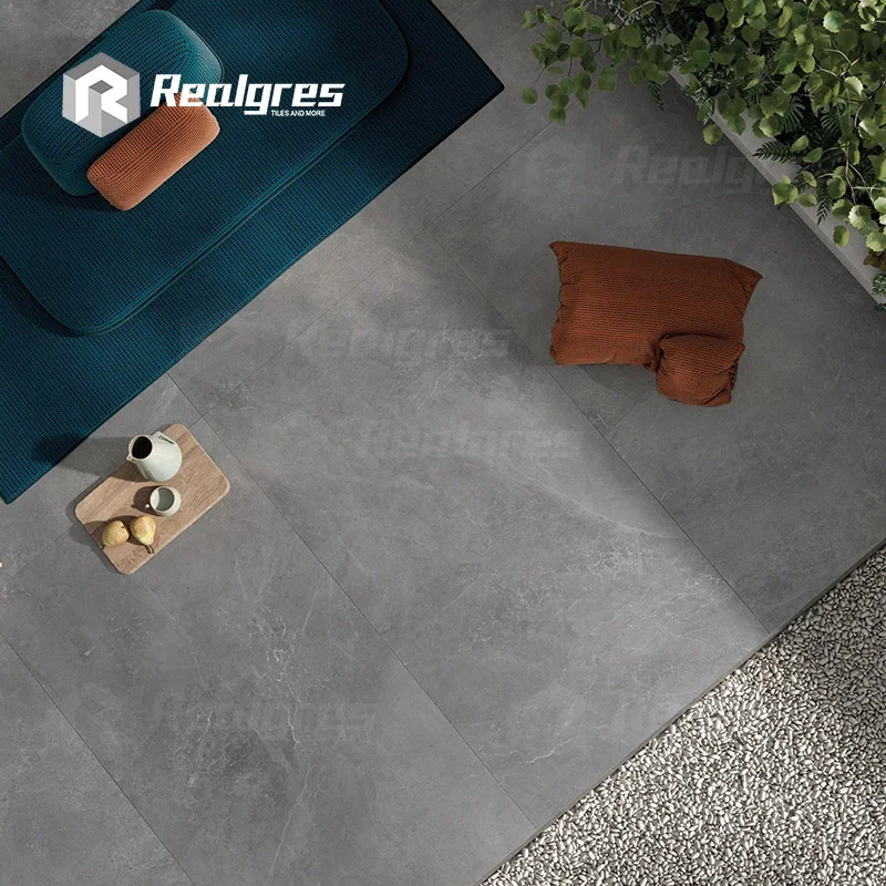 Realgres Modern Style Indoor Outdoor Grey Slate Porcelain Tiles Natural Stone Cement Look Matte Wall Decor Living Room Bedroom