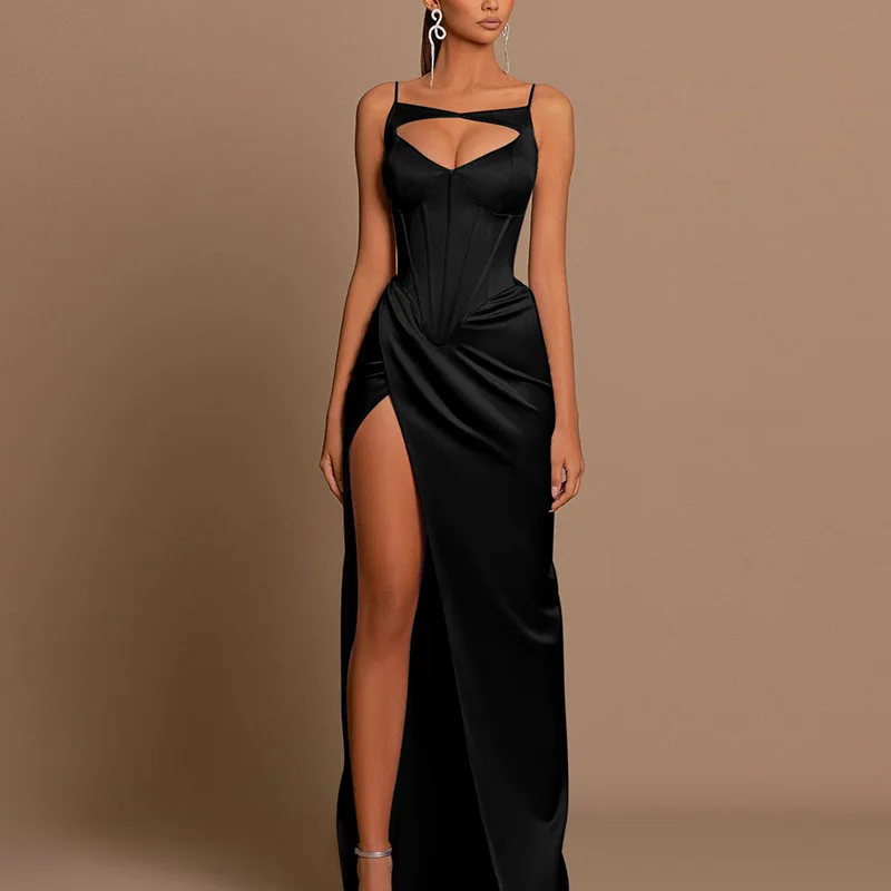 Высококачественные атласные платья с высоким разрезом и логотипом на заказ, женские вечерние платья для выпускного вечера, вечернее платье Макси