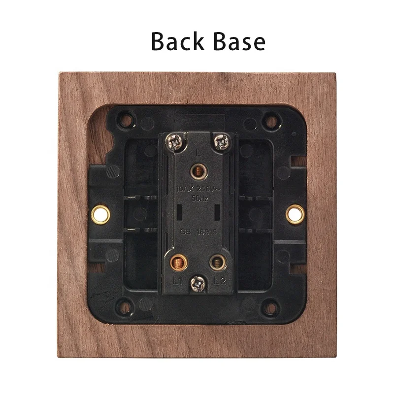 Sockets and switches electrical with Solid wood panel Brass Toggle UK British standard 13A toggle rocker