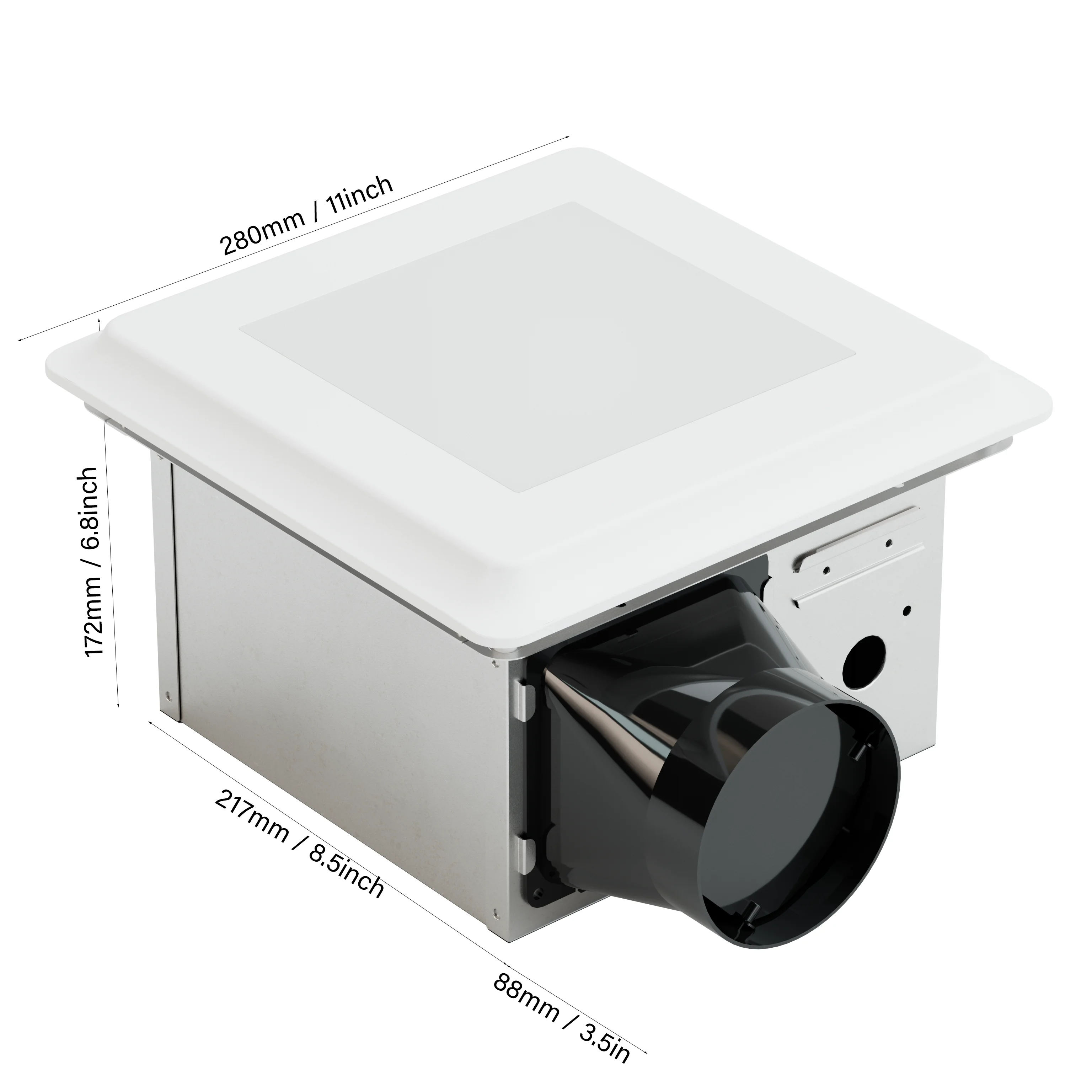 Bathroom Exhaust Fan with Light 8 Inch 120VAC 80CFM AC Motor 20W 5CCT Selectable 15W for the light 1200lm Dimmable ETL Certified