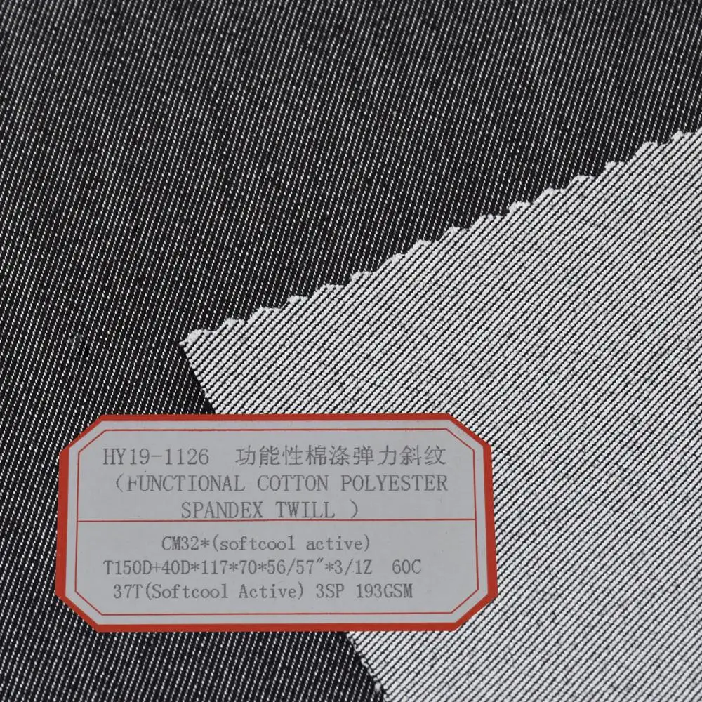 Hemp Gray Black Fabric Functional Fabric Cotton Polyester Stretch Twill  Fabric