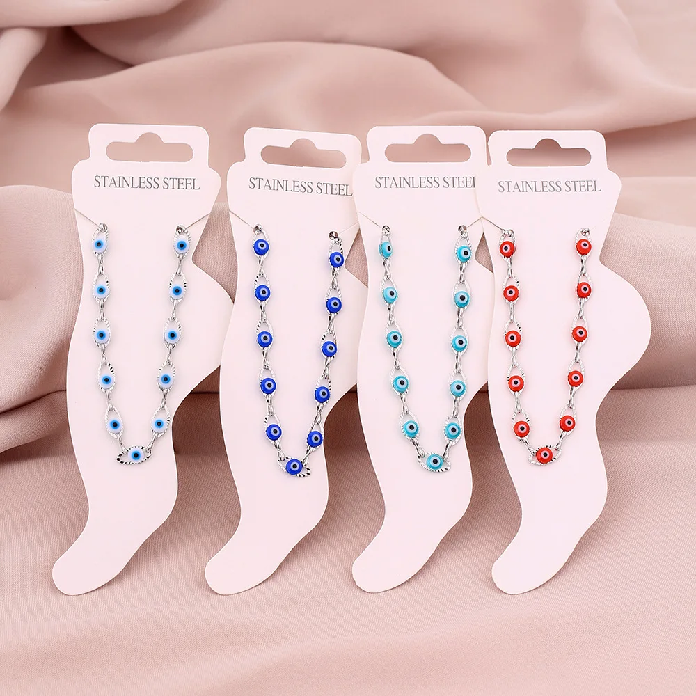 Summer fashion all-match couple titanium steel anklet girl dripping eyes feet Chain accessory anklet