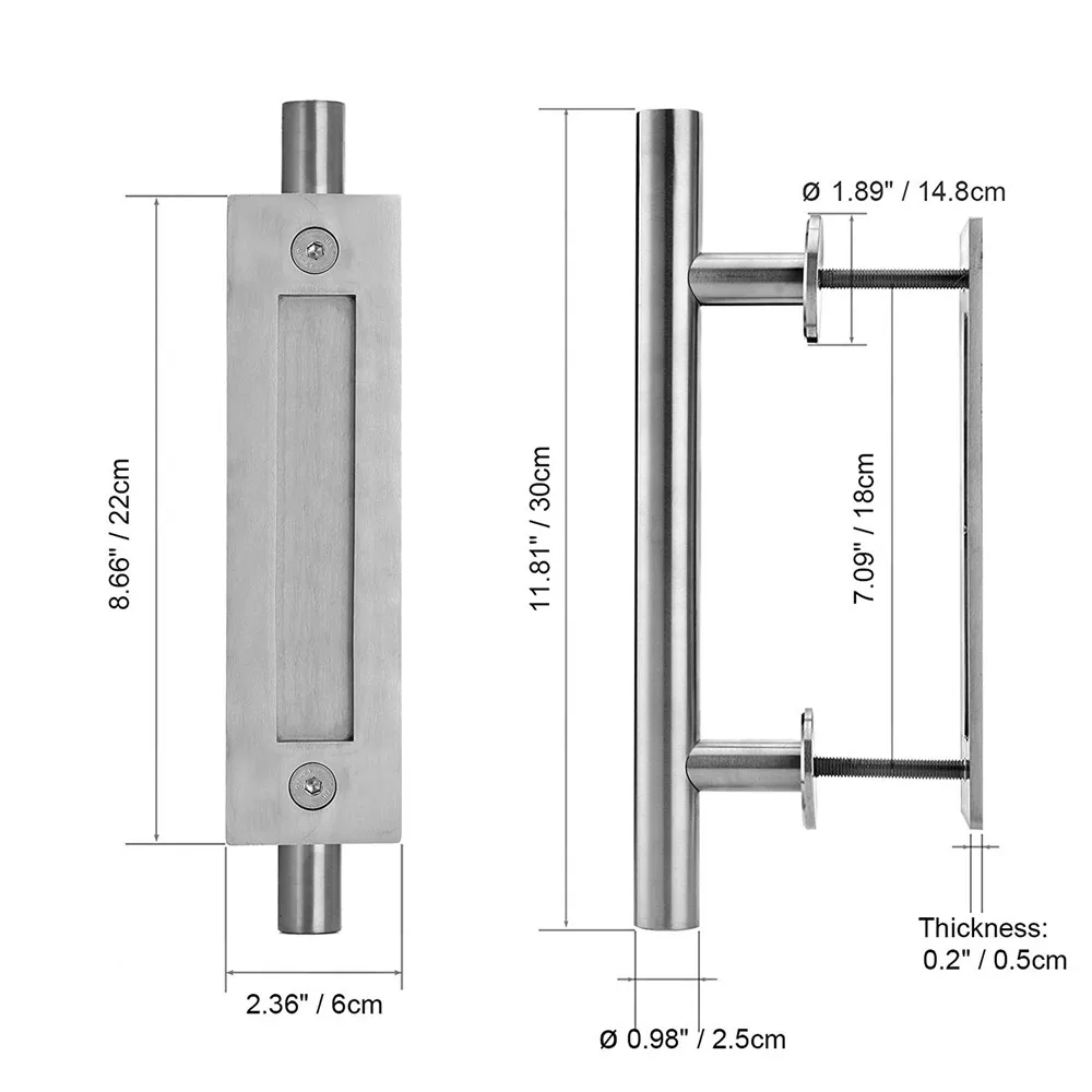 Stainless Steel Barn Door Handle With Flush Pull Industrial Silver Barn Door Hardware Handle