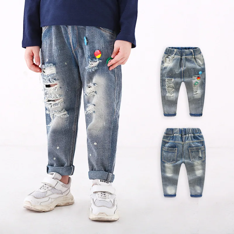 
Wholesale Children Clothes Boys Hole Trousers 3-8 Years Fashion Baby Boys Ripped Jeans 