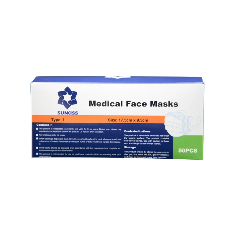 FCL Wholesale Blue Medical Procedure 3 Layer Earloop Disposable Mask