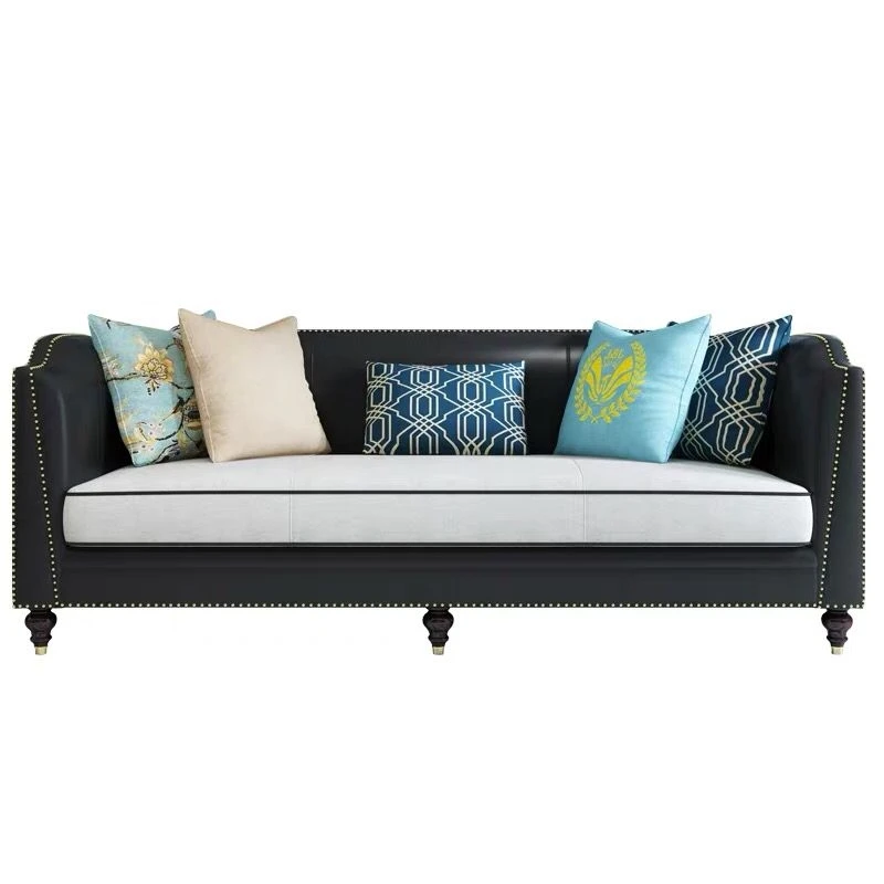 Simple modern hotel home stay home fashion high-end living room leather art 3 people sofa custom furniture