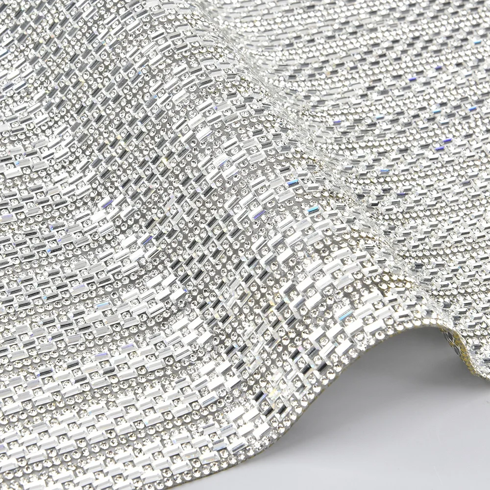 Self Adhesive Glass Crystal Applique Trim Diamond Mesh Roll Bling Rhinestone Sheet Sticker Diy Cars Home Clothes Decoration