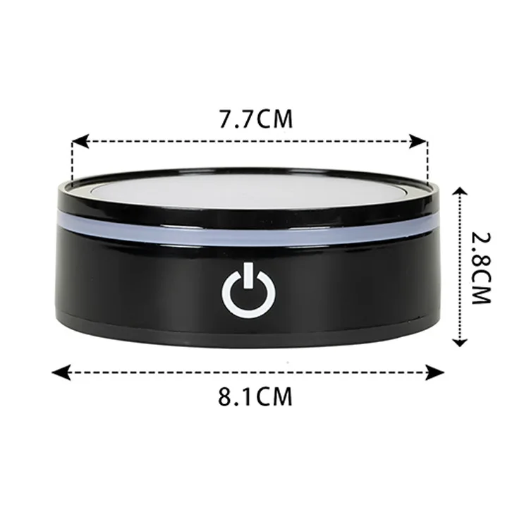 Pujiang WZ Custom USB Cable LED Light Base Hot Sale Black round Lamp Stand with Laser Engraved Touch Switch Wholesale Decoration
