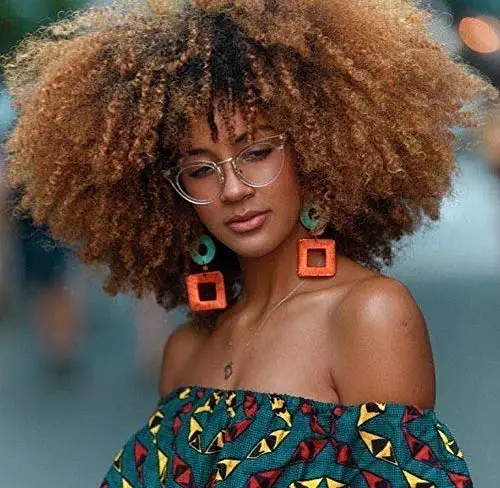 
Women Yaki Frontal Lace High Temperature Wire Synthetic Wig Golden Brown Kinky Curly Lace Front Wig 