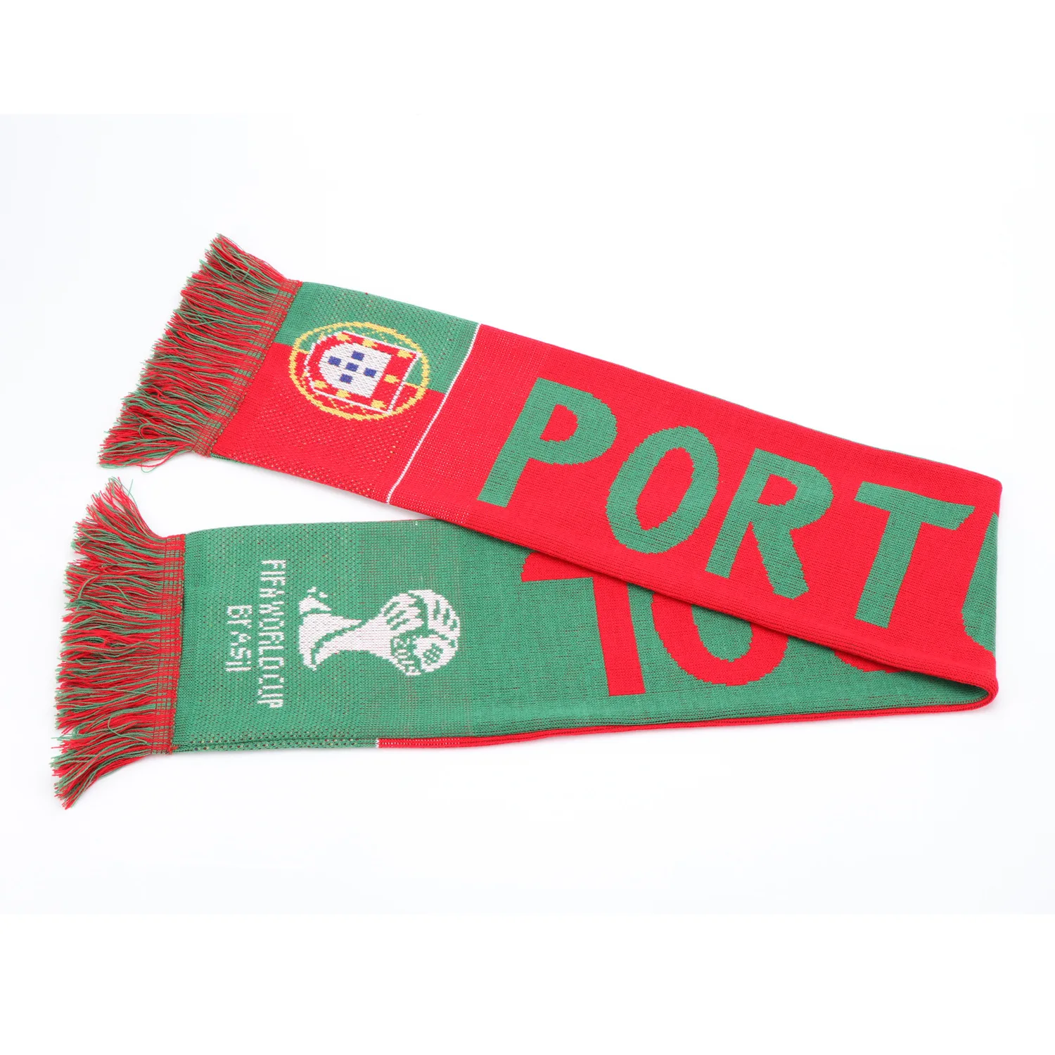 Wholesale Custom Slogan Jacquard Knitted Scarf  Club Fan Scarf Football Scarf with Tassel