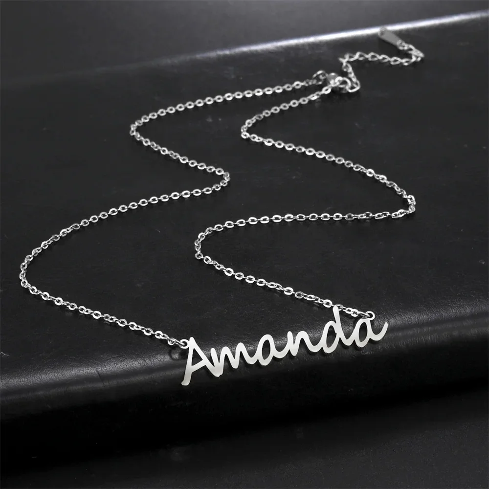 Custom Handwriting Name Necklaces For Women Personalized Nameplate Choker Necklace Stainless Steel Jewelry Gift