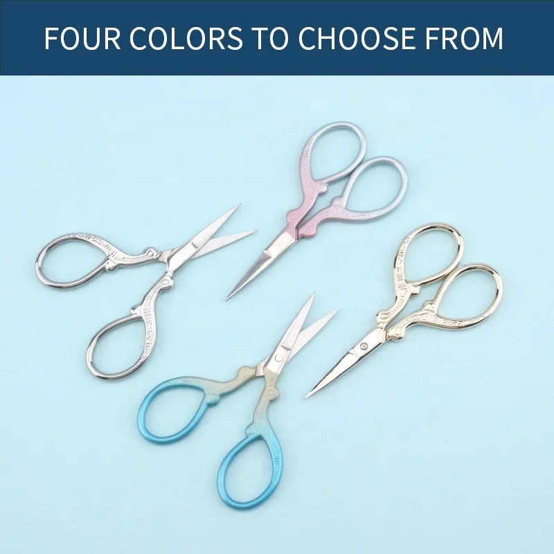 3Cr13 Embroidered Scissors Eyebrow Scissors Printed Scissors With Stainless Steel Color Handle
