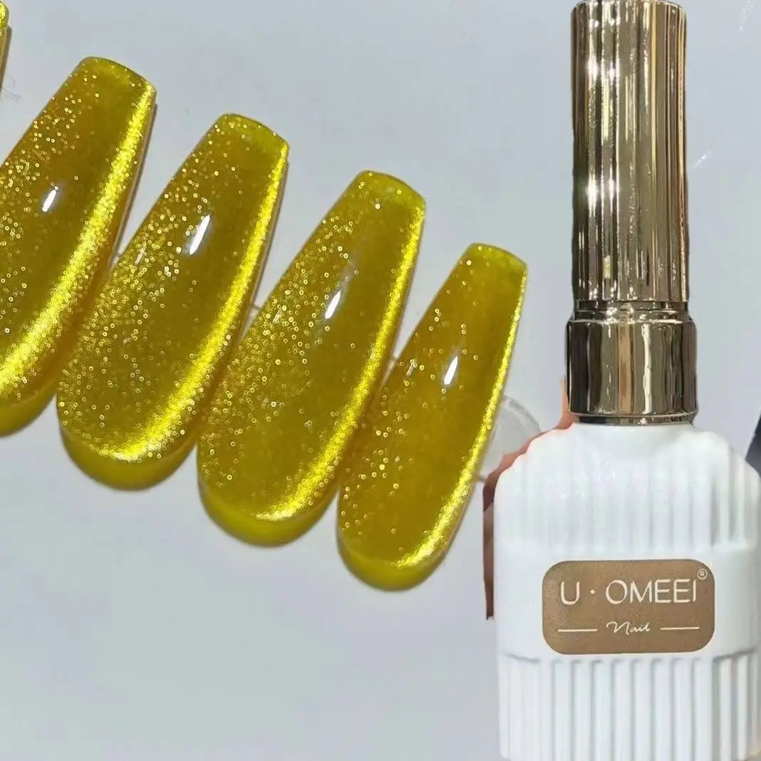 UOMEEI Cat Eye Gel Nail Polish Rainbow Eco-friendly UV Gel Universal Colorful Glue Super Shiny Laser Cat Eyes Magnetic
