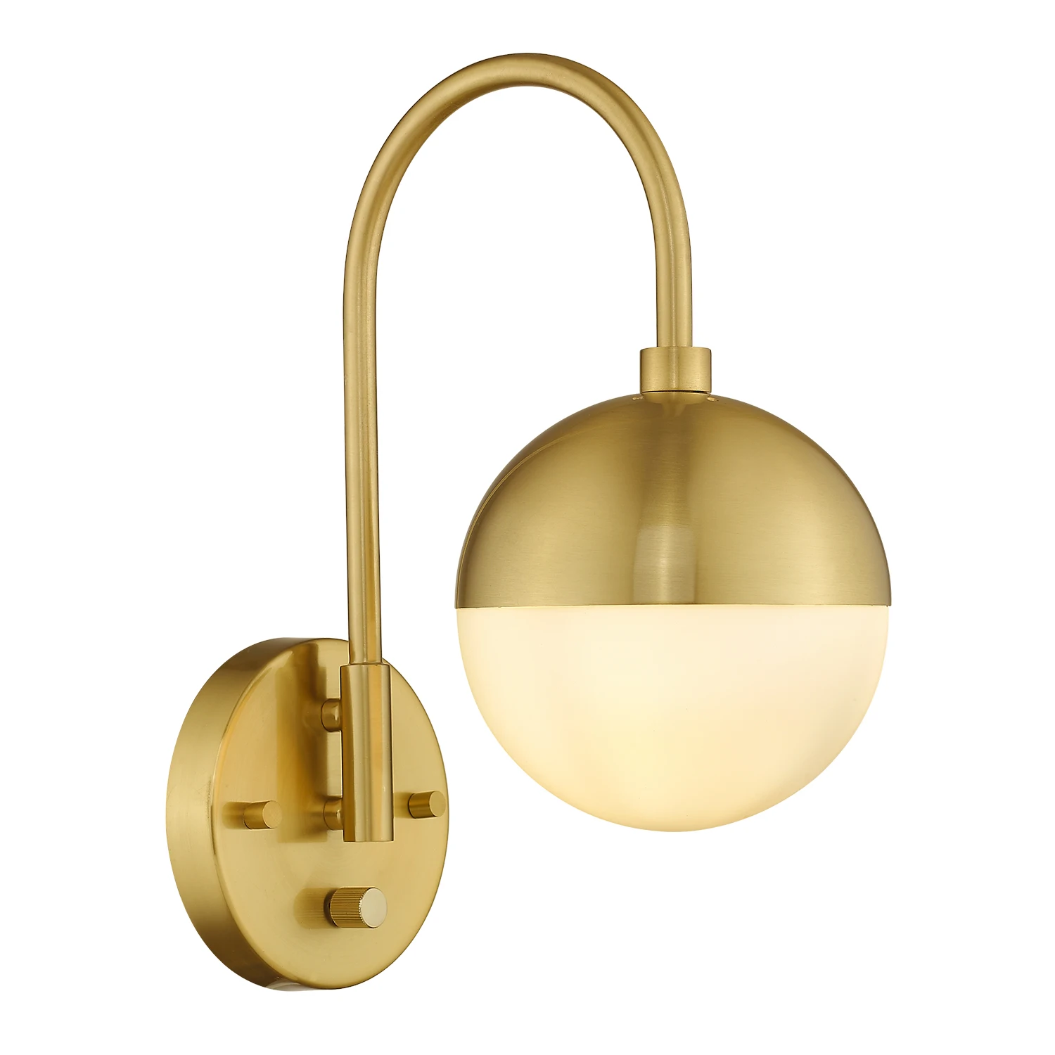 
White Globe Glass with Brushed Brass Finished for Bedroom Bathroom Living Room Dimmable Switch Vanity light 