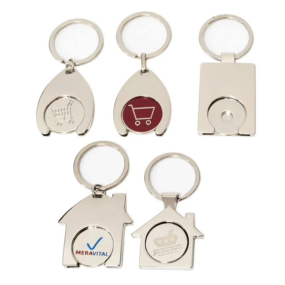 Keyring Manufacturer Wholesale Shopping Cart Trolley Keychain Shopping Trolley Coin Supermarket Custom Metal Token Key chains