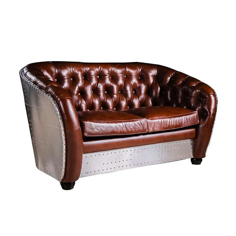 aluminum furniture aviator tufted chesterfield loveseat sofa