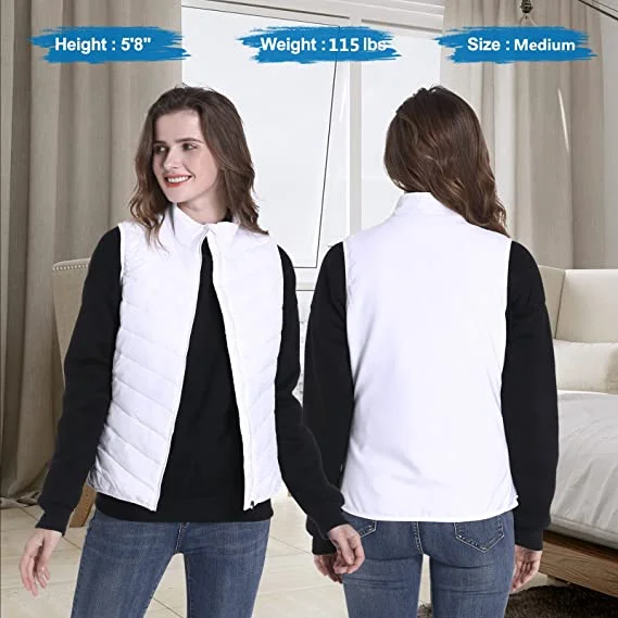 Women Winter White color USB Battery Powered Quilted Heated Vest Sleeveless Jacket