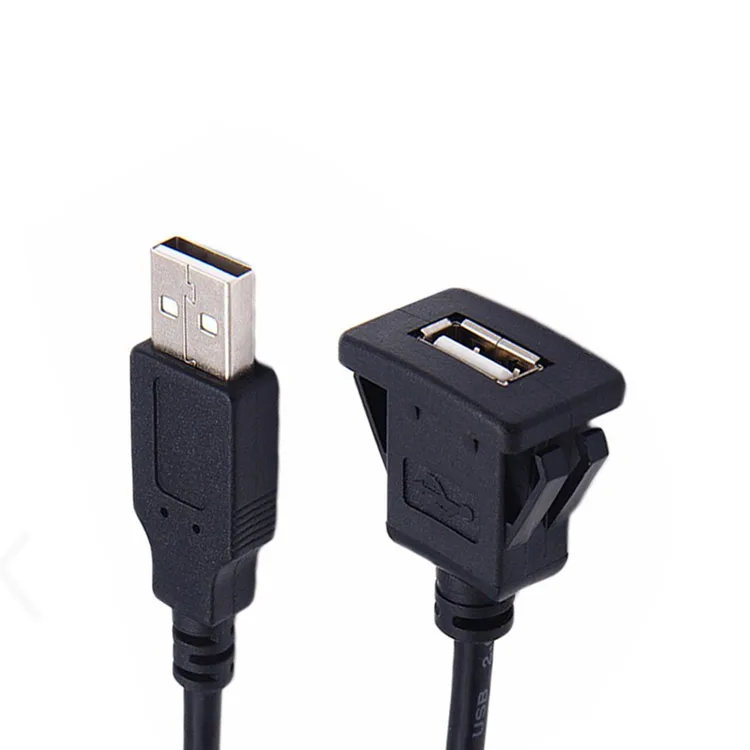 1meter USB single port Square 2.0 male to female  data cable USB Car Front Panel  Mount cable