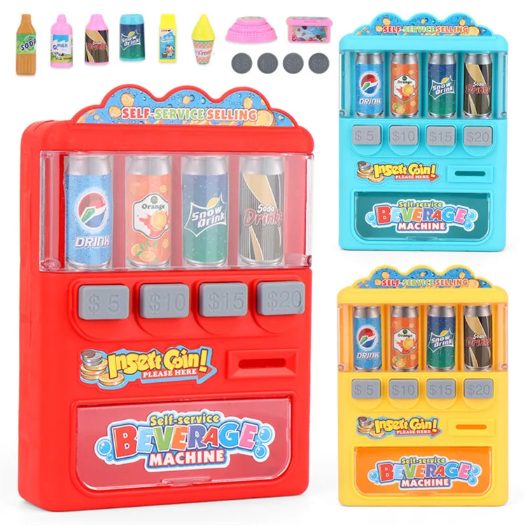 Kids education simulation drink coin slot vending machine pretend play toys