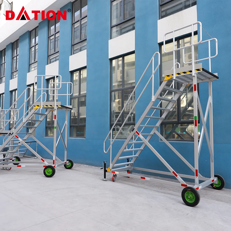 Professional Customized Adjustable Aluminum Work Platform Ladder Aluminum Industry Combined With Aisle Platform Rolling Ladder