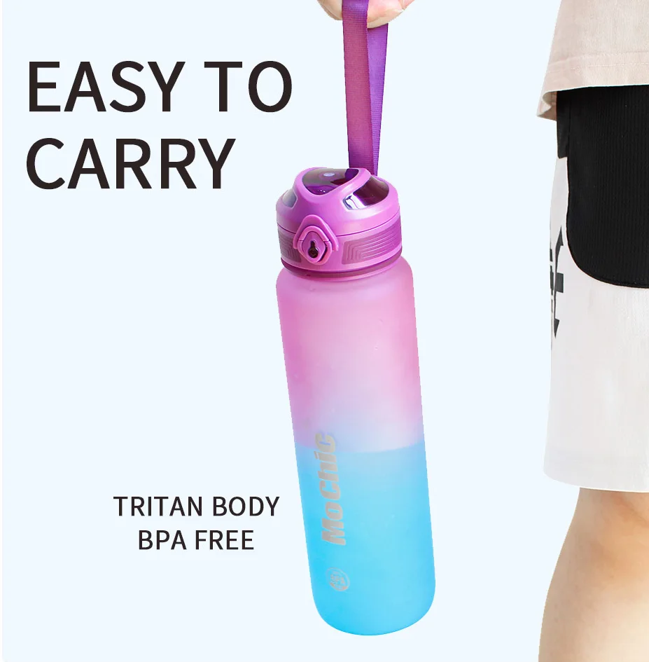 New Arrival Multi-function Large capacity 1000ml Cold Water Outdoor Gym Tritan Plastic Water Bottles