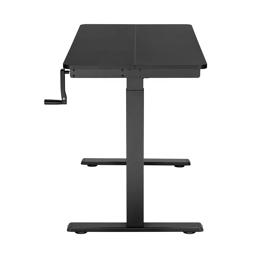 N08-22D-B Height Adjustable Manual Sit Stand Gaming Desk Hand Crank Standing Desk 2 Piece Partitioned Table Top