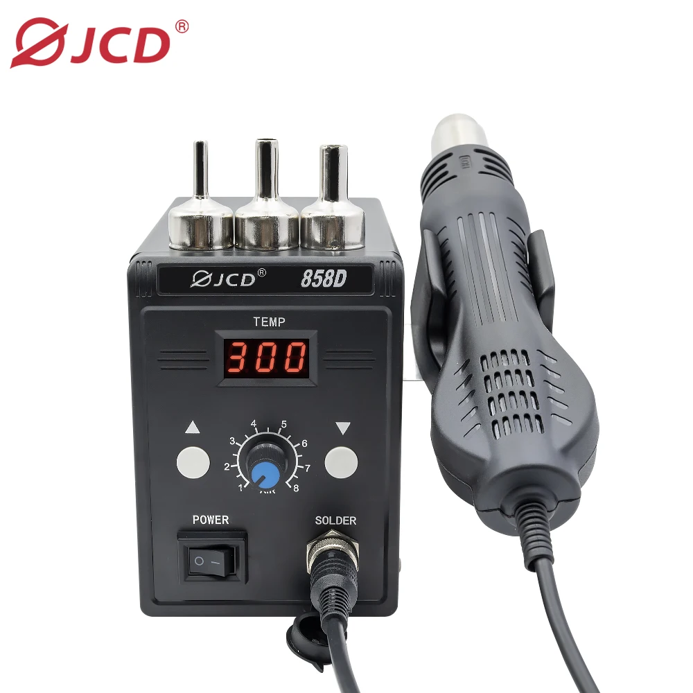 JCD 858D-B Soldering Station Rework Station Hot Air Gun Welding Repair Soldering Iron Tools 2 in 1 LED Digital Station 700W