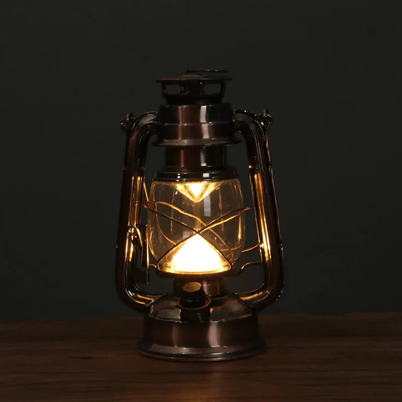 retro AA battery outdoor picnic tent kerosene lamp portable rechargeable compact bright lantern warm white led lamp camping