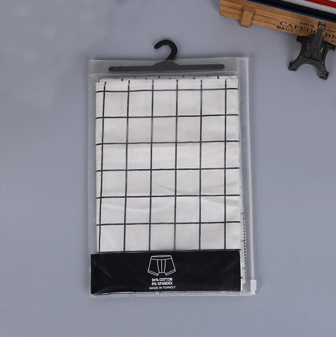 Snap button plastic bag with hanger garment pvc bag