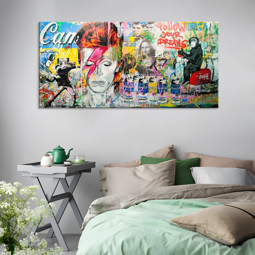 Banksy Canvas Wall Art Gorilla Street Graffiti Art Large Canvas Prints for Living Room Bedroom Home Decorations Modern