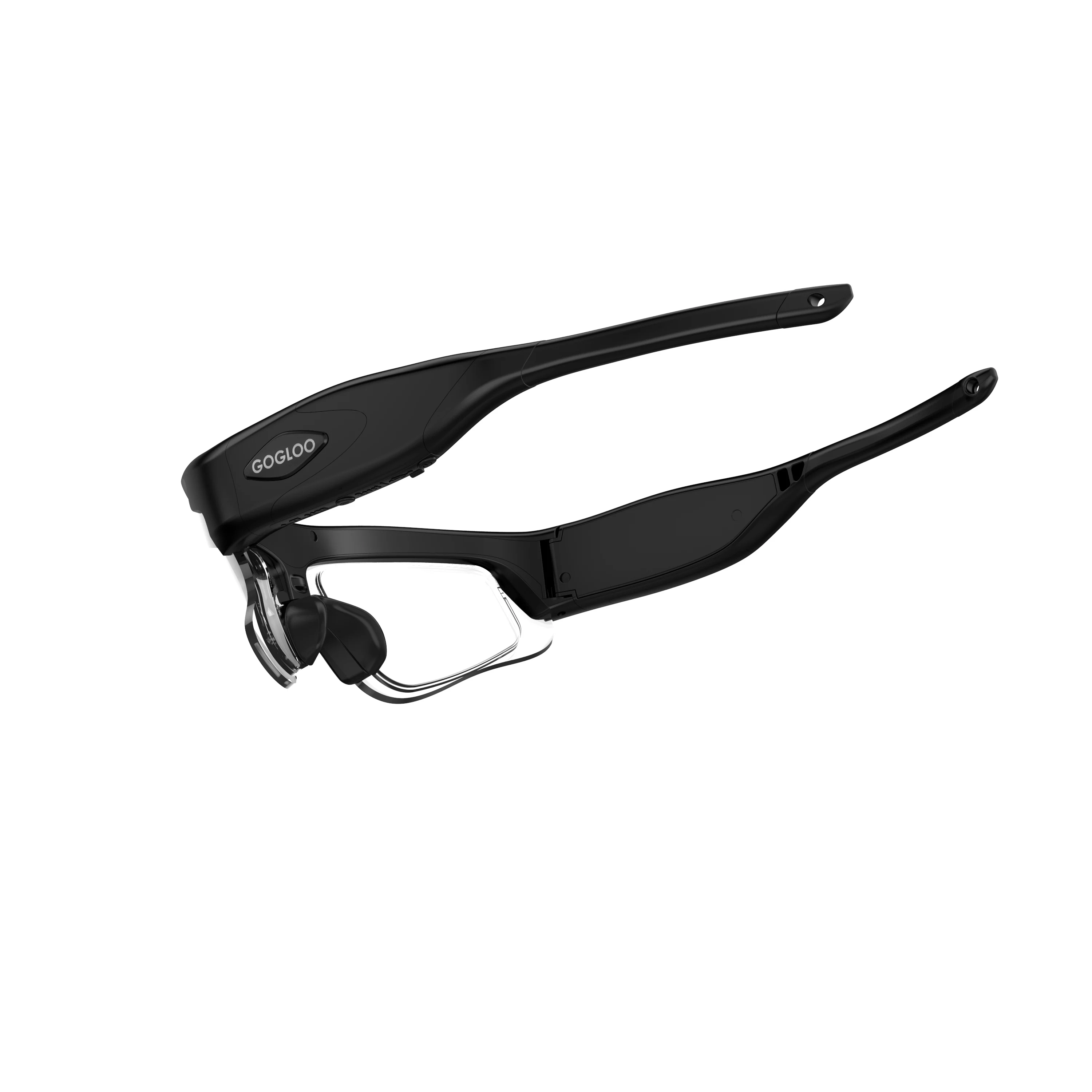 Gogloo E7 High performance 1080P  wifi camera glasses for Racing sports ( with Tiltable camera, black frame and clear lenses )
