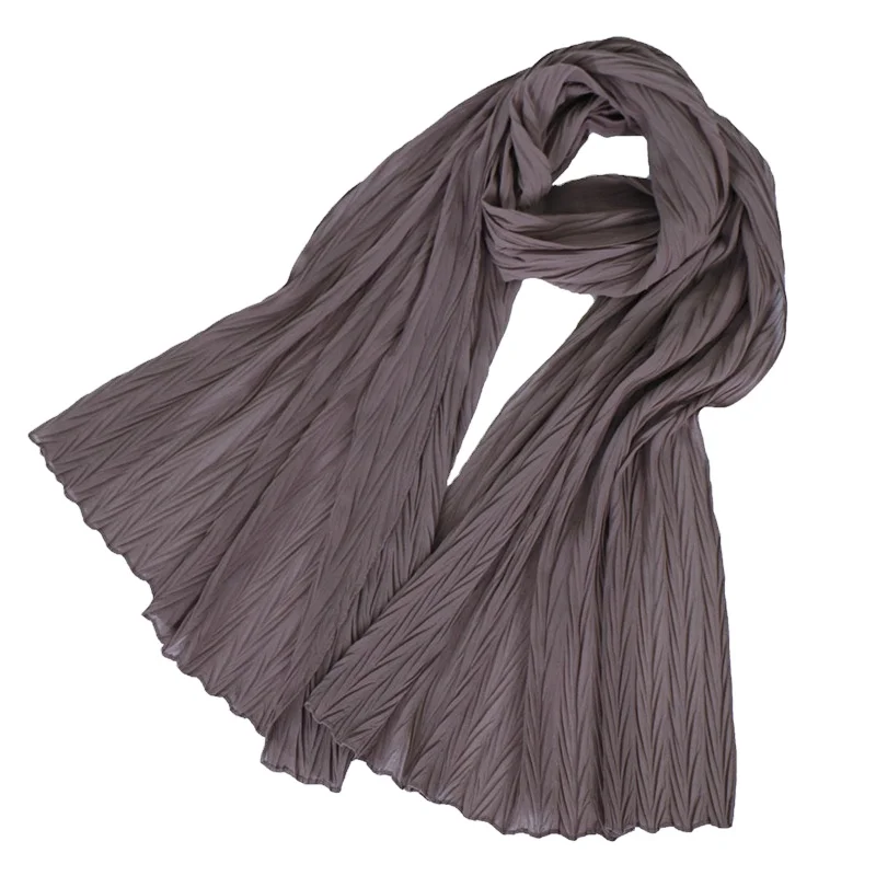 
2021 New Design Pleated Leaf Chiffon Crinkle Hijab for Muslim Women Head Scarf 