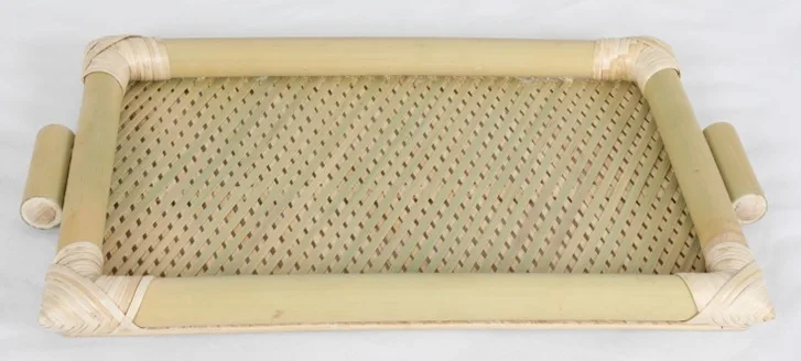Serving tray set of 3 Multi-Purpose Decorative Serving Tray Set of 3 Pcs with Handles Rectangular Grey Mosaic Marble Pattern