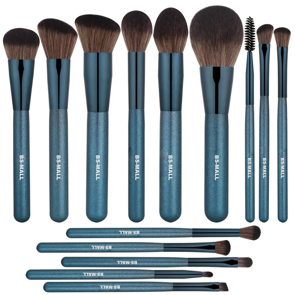 Factory Price Makeup Brushes Customize 14PCS Blue Handle Soft Synthetic Custom Logo Face Cosmetic Make