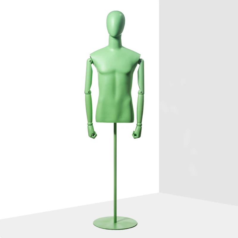 the body shop fashion window display  half body life size  male chrome face mannequin