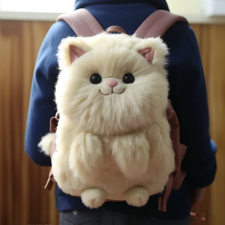 Stuffed Realistic Cat Shape Backpack Kids Animal Purse Cute Soft Stuffed Animal Backpack