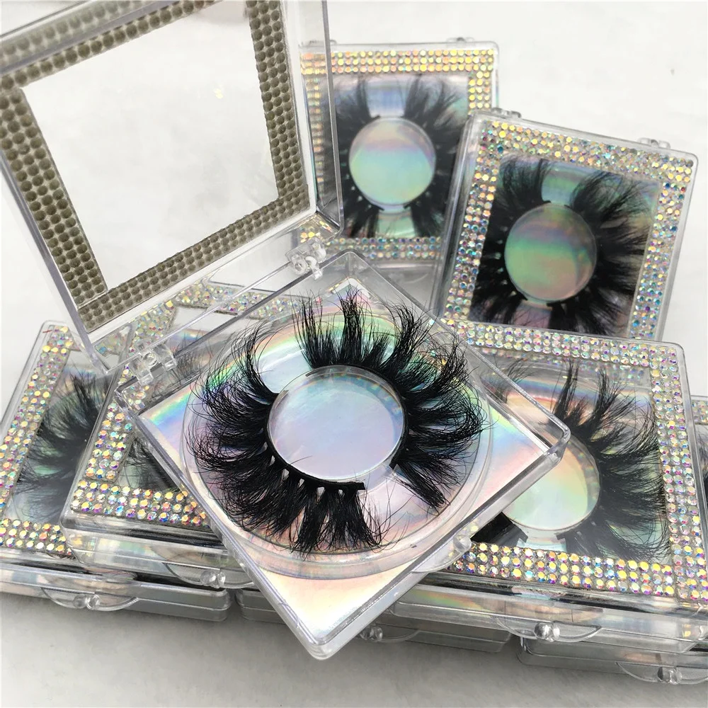 Vendor wholesale 25mm 3d mink eyelashes private label custom lash box container pill bottle eyelash