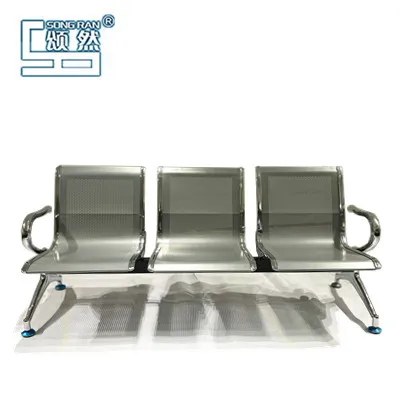 Office Steel Waiting Chair. Luxury Gang Chair, Vinyl Upholstered Waiting Room Chairs